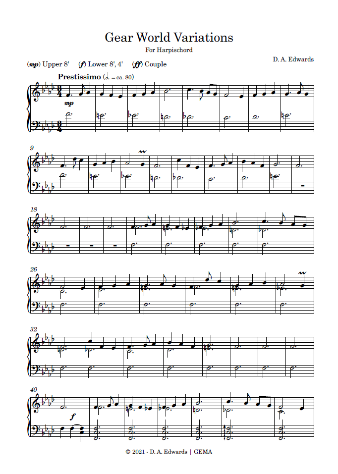 Preview of the harpsichord score