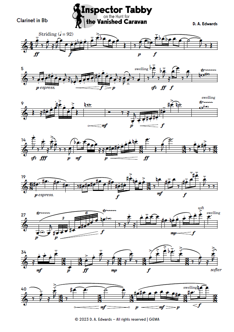 Preview of the clarinet part