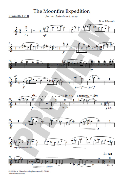Preview-page of the part for clarinet 1