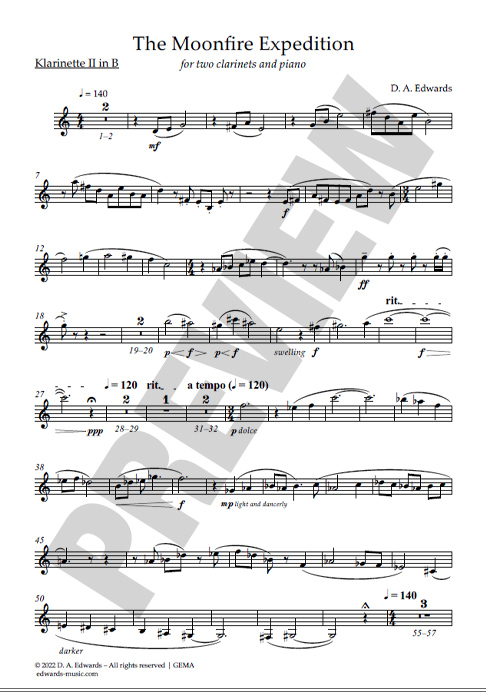 Preview-page of the part for clarinet 2